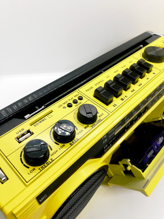 Cassette Boombox with Bluetooth + AM/FM/SW Radio and USB/SDHC Playback